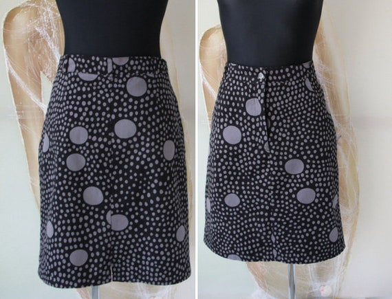 MARIMEKKO Black Gray Pencil Skirt Cotton Skirt Pol