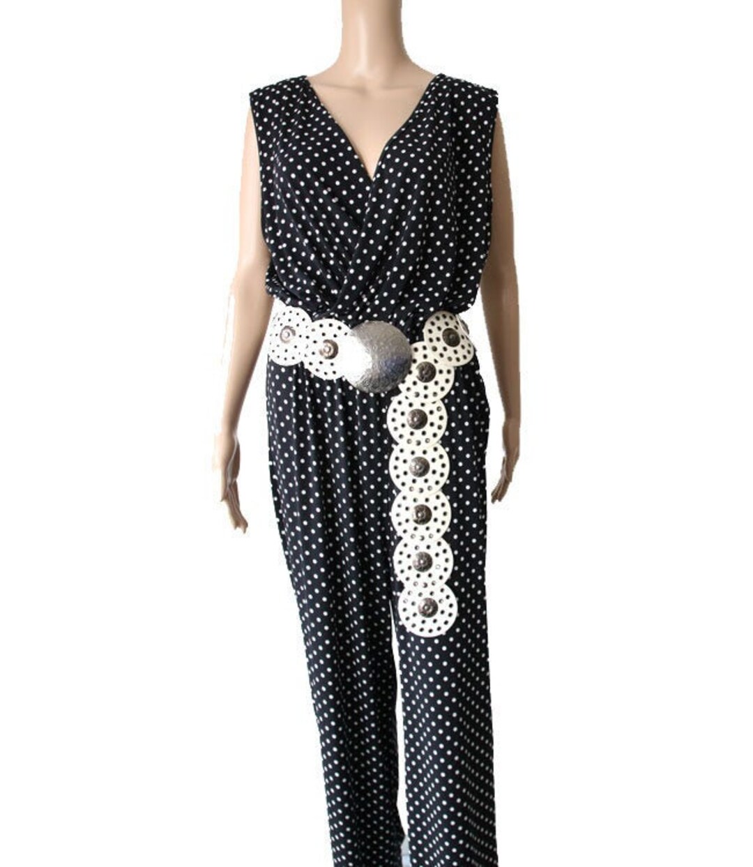 Black & white polka dot jumpsuit sale