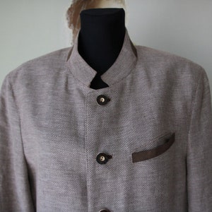 Luis Steindl Linen Cotton Men&#39;s Jacket Khaki Gray Jacket German Traditional Jacket Austrian Tyrolean Oktoberfest Jacket Size 50