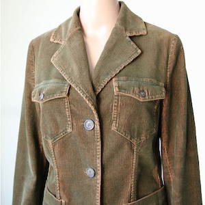 Vintage Khaki Rust Corduroy Blazer Women Cotton Blazer Medium Size