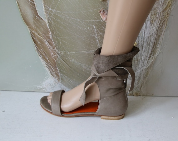 Leder Gladiator Sandalen Sommerschuhe Grau Orange Damen - Etsy Österreich