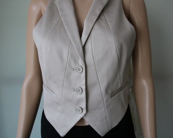 Women&#39;s Beige Vest Formal Waistcoat Medium Size