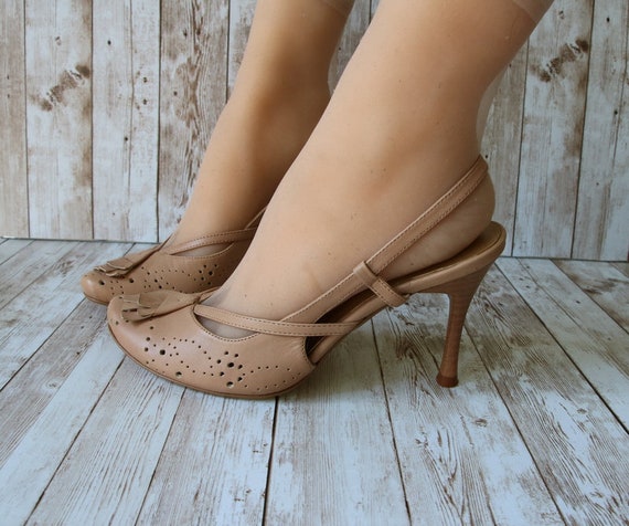 Leather Summer Shoes Beige Women's Shoes