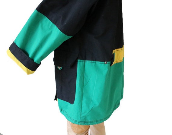 Vintage Women's Black Green Yellow Rainwear Jacke… - image 5