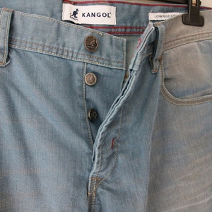 KANGOL Jeans Button Fly Blue Gray Mens Jeans Denim Pants Straight Leg  Boyfriend Jeans W36 L34