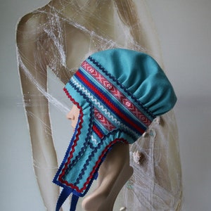 Women's Sami Style Handmade Hat Lapland Scandinavian Folk Art image 2