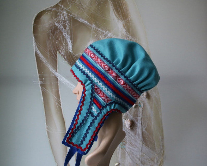 Women's Sami Style Handmade Hat Lapland Scandinavian Folk Art image 2