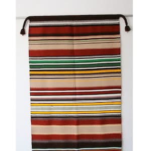 Vintage gestreept wandtapijt Geweven muurkunst Wanddecoratie Scandinavisch handgemaakt