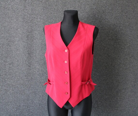 Vintage Red Raspberry Vest Women's Formal Fitted … - image 1