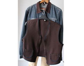 Twee voor één prijs - TIMBERLAND blauw spijkerjack en bruin wollen hemd, middelgrote maat