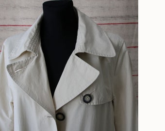 Vintage Women's Raincoat Classic Vintage Champagne Trench Coat Outerwear Large Size