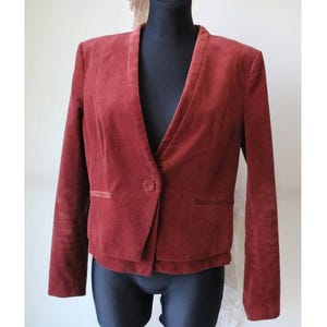 Vintage Terracotta Corduroy Blazer Women Cotton Blazer Large Size