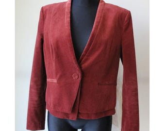 Vintage Terracotta Corduroy Blazer Women Cotton Blazer Large Size