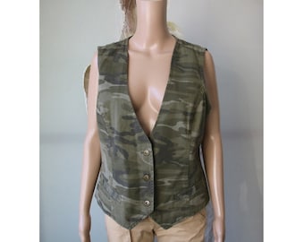 Women's Military Color Vest Cotton Waistcoat Large Size