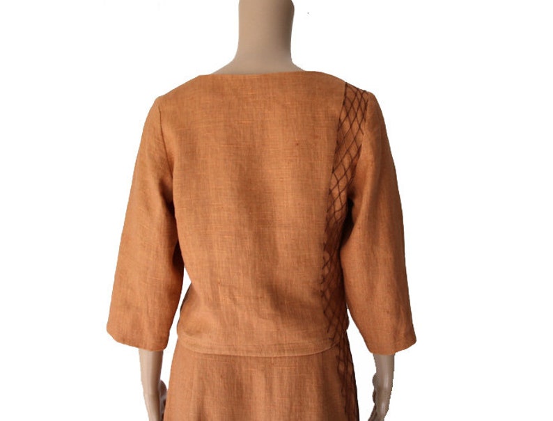 Vintage Handmade Pale Brown Suit Women/'s Linen Suit Size S