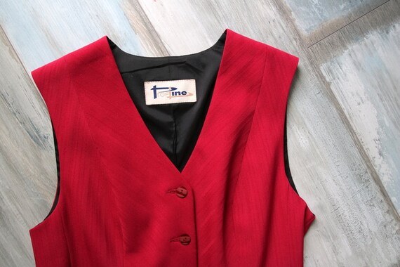 Vintage Red Raspberry Vest Women's Formal Fitted … - image 9