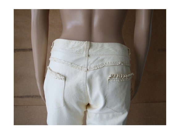 Italian Women Cream Soft Leather Pants Women Crop… - image 6