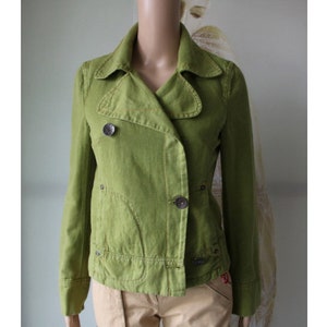 MISS SIXTY Green Women&#39;s Jacket Cotton Linen XS Size Jacket