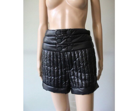 Women's Black Quilted Shorts High Waist Shorts Po