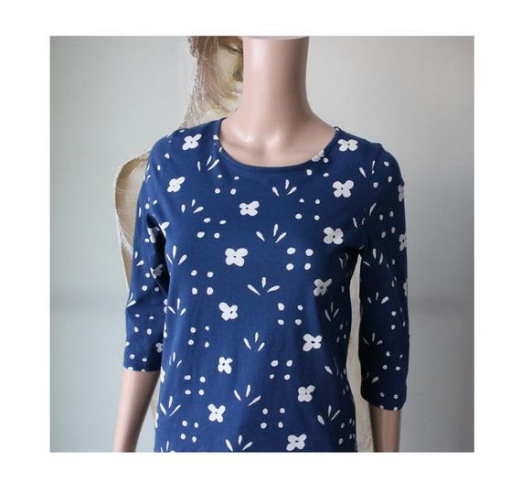MARIMEKKO Blue White Shirt Cotton T-shirt XS Size - Etsy