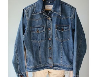 Pepe Jeans Women's Blue Denim Jacket Cotton Blazer Large Size