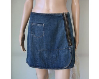 SISLEY Blue Denim Skirt Cotton Women's Skirt Size Small