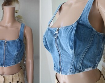 Lee Denim Top Women Blue Short Vest  S/M Size