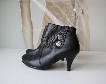 Janita Damskie Czarne Skórzane Botki Do Kostki EUR 39 UK 6 US 8