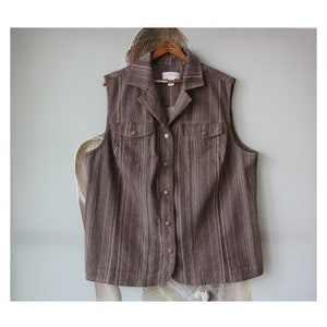 Vintage Brown Beige Striped Vest Women's Formal  Vest Size 1X