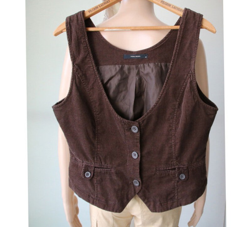 Gilet en velours côtelé pour femme, gilet en coton marron, taille moyenne image 6