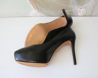 Nine West Läderskor med Hög Klack, Svarta Platåpumps, Storlek 7,5 M/38