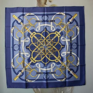 Authentic HERMES Scarf &quot;Eperon d&#39;Or&quot; Multicolor 100% Silk Made in France