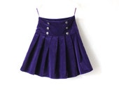 Purple Velvet Skirt Accordion Pleated Mini Skirt  Size Small