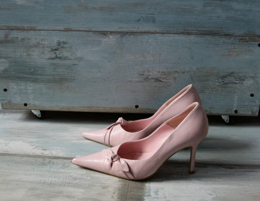 Light Pink Leather High Heel Shoes 