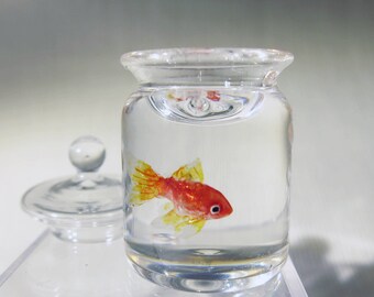 dollhouse miniature fish bowl Miniature goldfish in a candy jar 1:12 scale