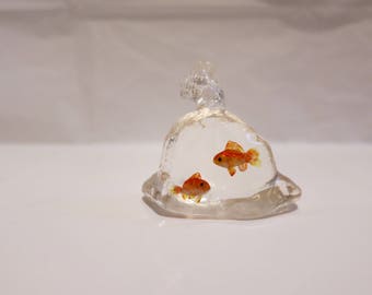 Two miniature goldfish in a plastic bag 1:12 scale