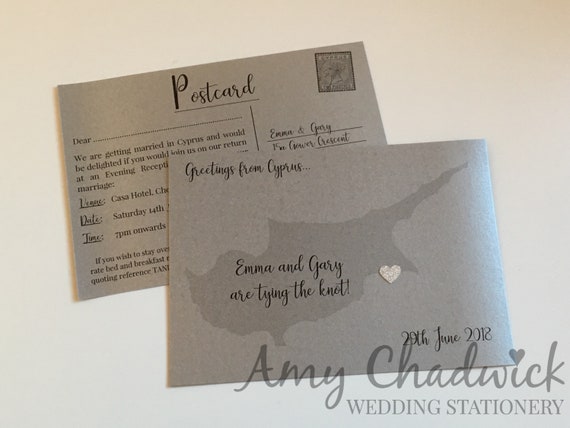 Sample Postcard Wedding Invitations Save The Date Etsy