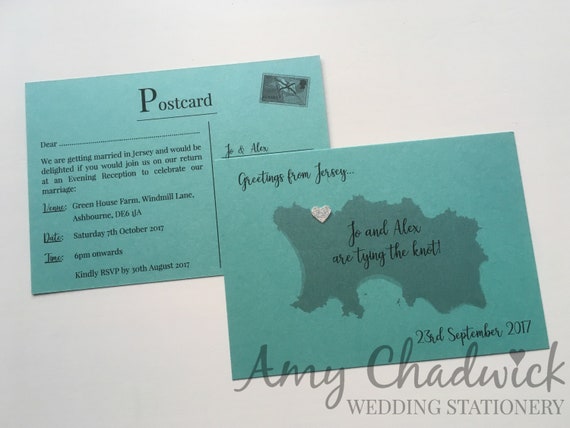 Sample Postcard Wedding Invitations Save The Date Etsy