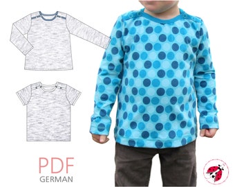 PDF Shirt mit Knöpfen Gr. 92-164 - Schnittmuster Nähanleitung Beamerdatei