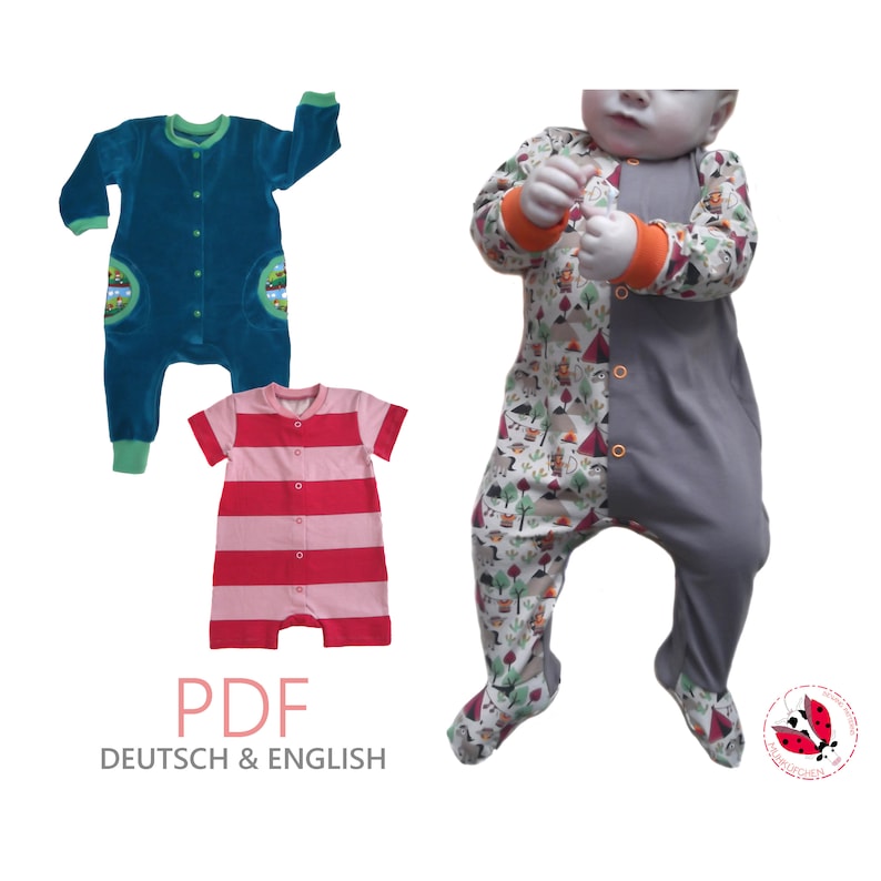 pdf Sizes Newborn-5T coverall romper Heinrich sewing pattern Gr.50-110