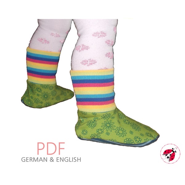 PDF Babyschuhe - Füßlinge für Kinder bis 4 Jahre - Schuhgr. 15-30 - Schnittmuster Nähanleitung Beamerdatei