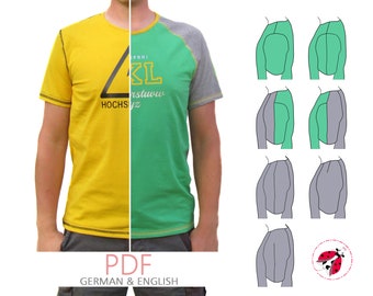 PDF Herren Shirt-Baukasten Gr. XS-4XL - "Super-Basics" Schnittmuster Nähanleitung A4 A0 Beamerdatei