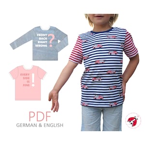 pdf - reversible shirt &quot;turnado&quot; sewing patterns Gr. 92-164 (18 month - 16 years)