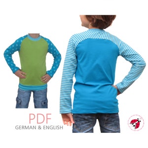 pdf - Raglan "Smart-Shirt" sewing patterns Gr. 92-164 (Sizes 18m-16y)