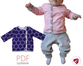 pdf - jersey cardigan sewing patterns Gr. 44-104 (Sizes Preemie-4T)