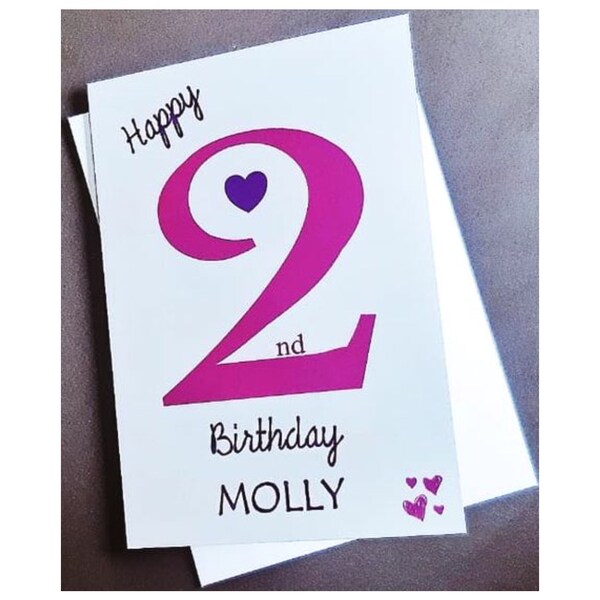 Two Year Old Daughter Birthday Card Etsy