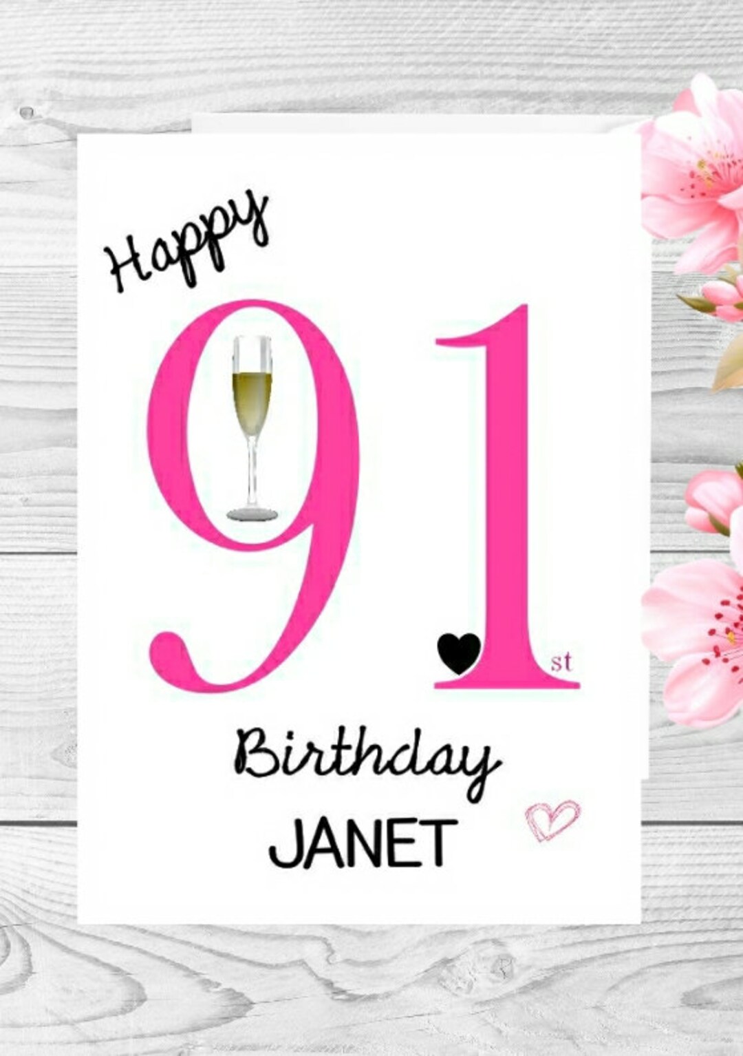Personalised 91st Birthday Card for Her - 91 - Ninety One Years Old ...