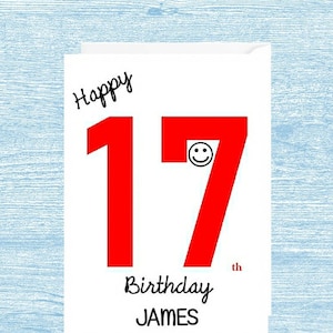 Biglietto personalizzato per il 17° compleanno per lui - 17 - diciassette anni - figlio nipote nipote - ragazzo - adolescente
