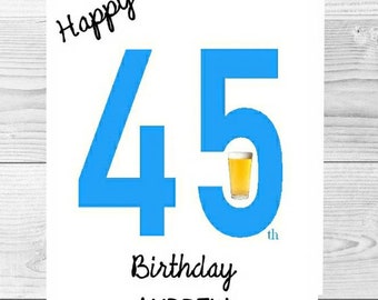45th Birthday Card For Men - Black & Gold Glitter Balloons - Happy Birthday Cards For 45 Year Old Man Dad Cousin Friend Brother Uncle, 145mm X 145mm Forty-Five Forty-Fifth Greeting Cards