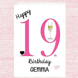 Personalised 19th Birthday Card for Her - 19 - Nineteen Years Old - Daughter Granddaughter Niece - Girl - Teenager